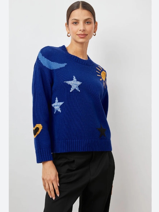 Rails Sweaters - Rails Zoey Celestial Crewneck Sweater In Cobalt Gold Galaxy S